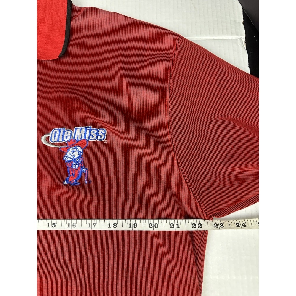 Vintage Y2K Team Starter Red Ole Miss Rebels Polo Shirt NCAA Football - Picture 6 of 8